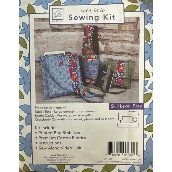 Tote Trio Sewing Kit By June Tailor Cross Body bag, Tablet Tote, Bottle Caddy 1L - Picture 2 of 3